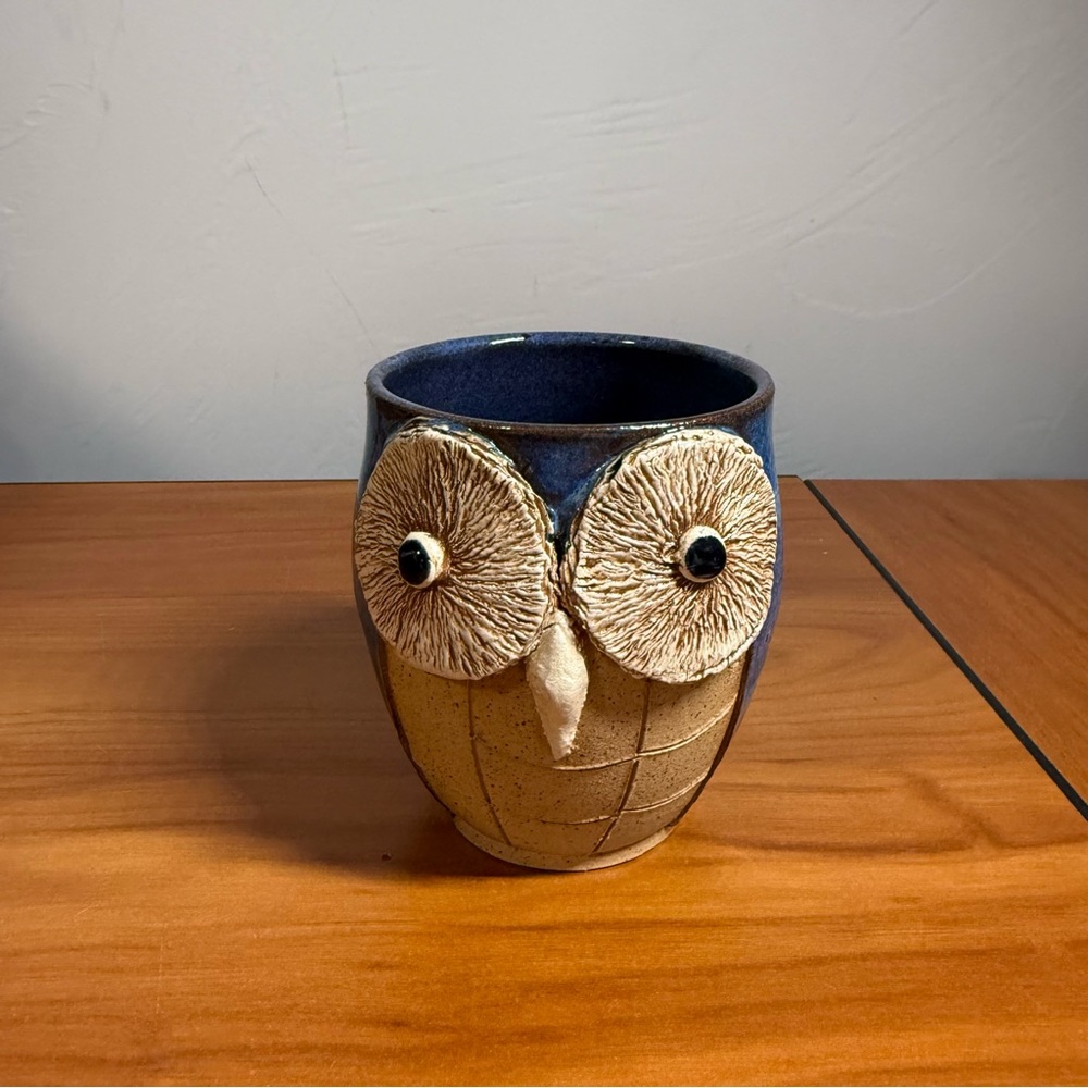 Handmade Pottery Ceramic Coffee Water Mug Cup Tumbler‎ Owl Bird